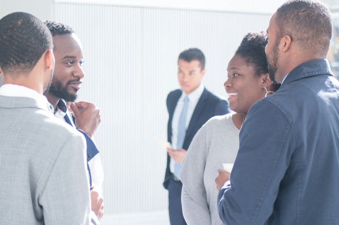 diverse people in discussion